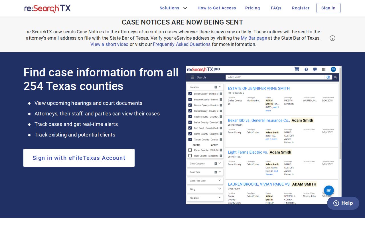 Hood County criminal court cases through the re SearchTX platform