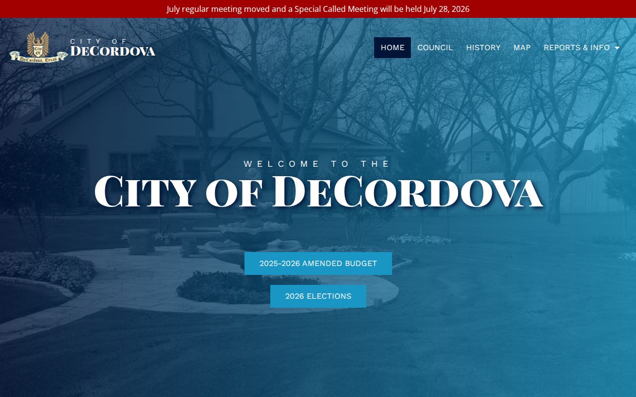 DeCordova criminal records official city contact page