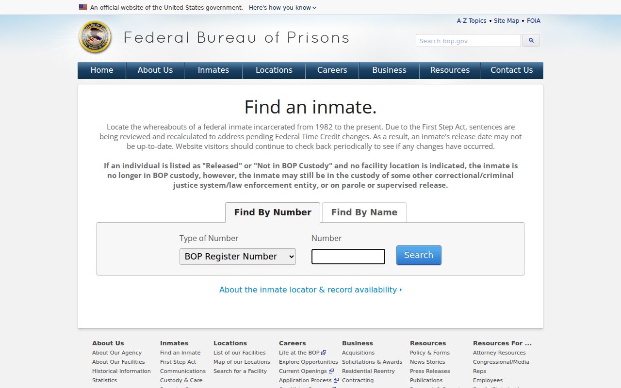 Hood County federal criminal custody search in the BOP locator