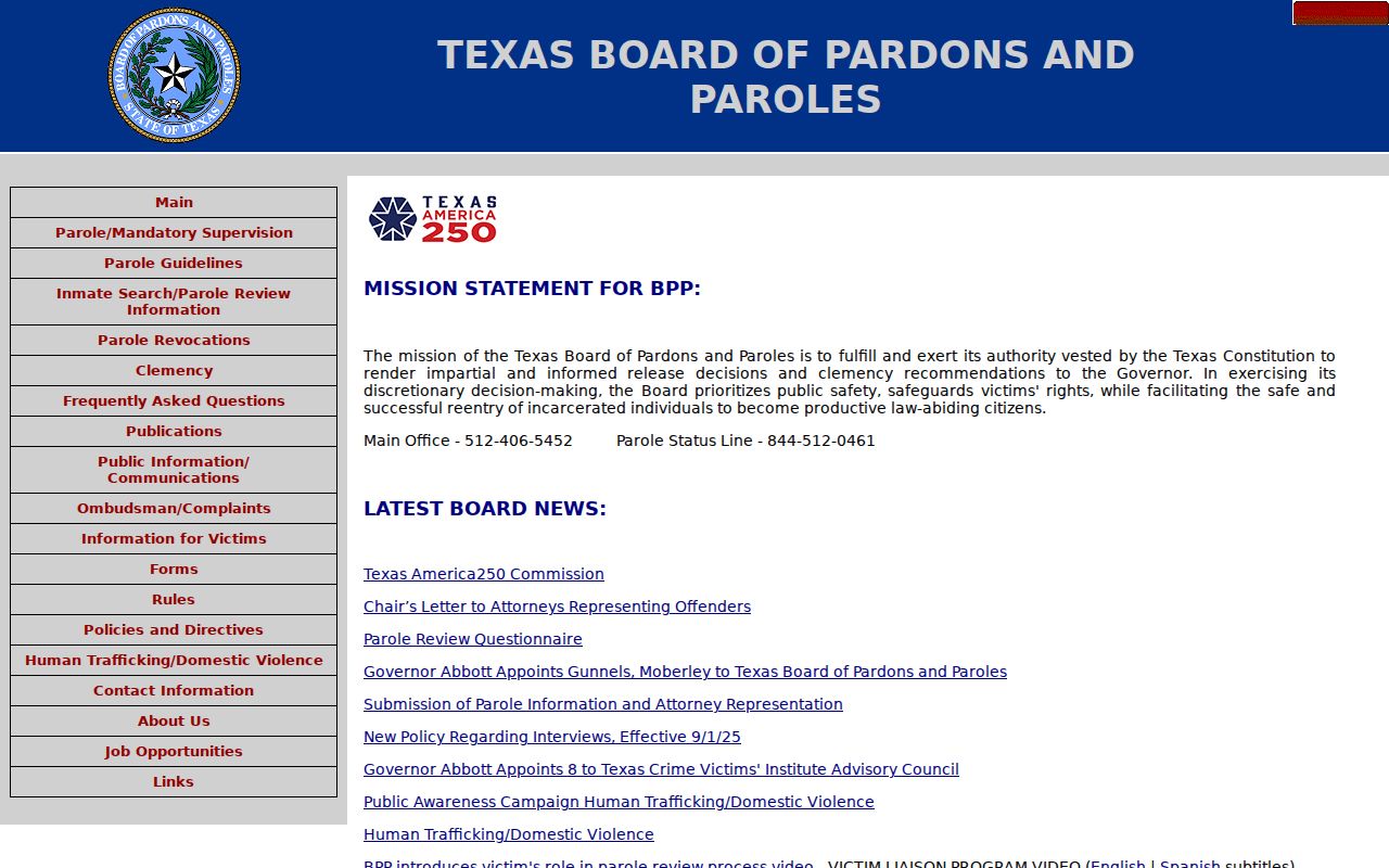 Hood County criminal record parole information from the Texas Board